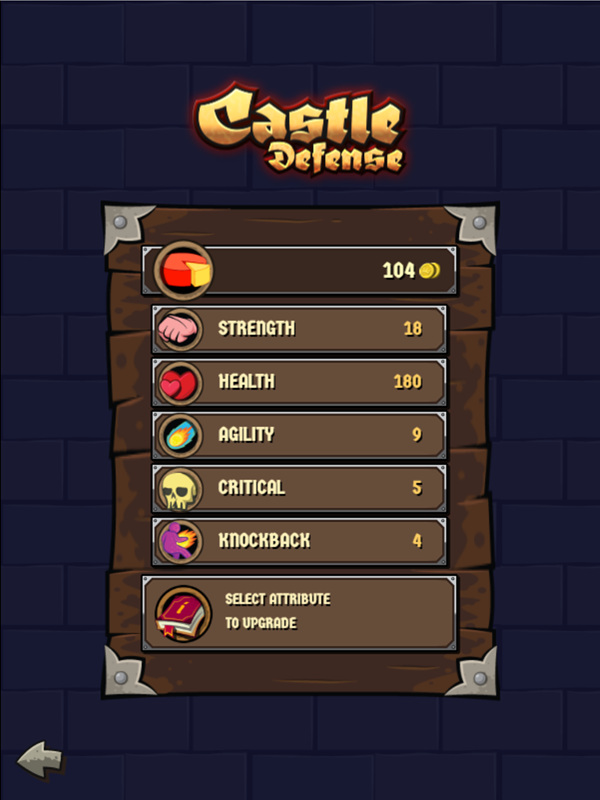 Castle Defense Game Upgrades Screenshot.