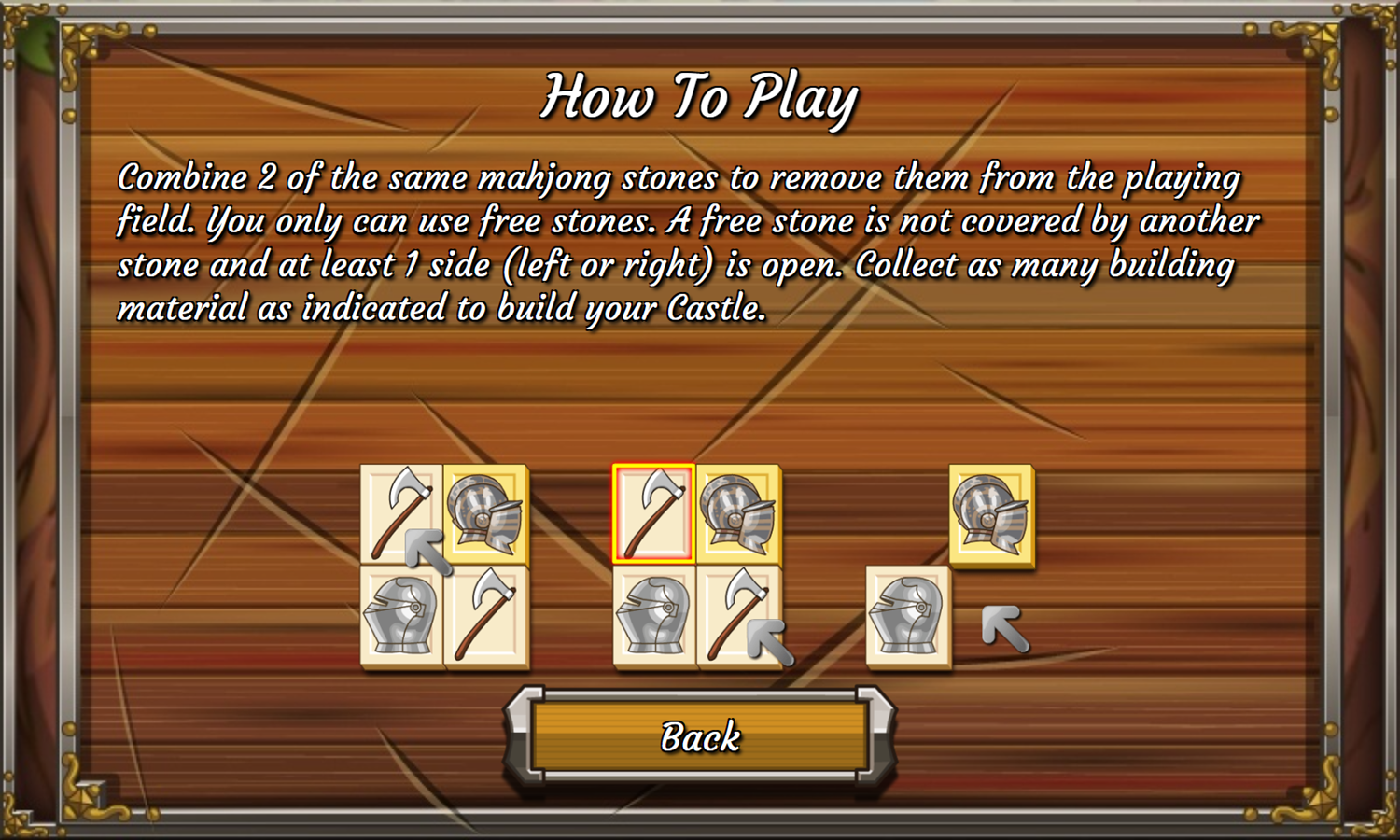 Castle Mahjong Game How To Play Screenshot.