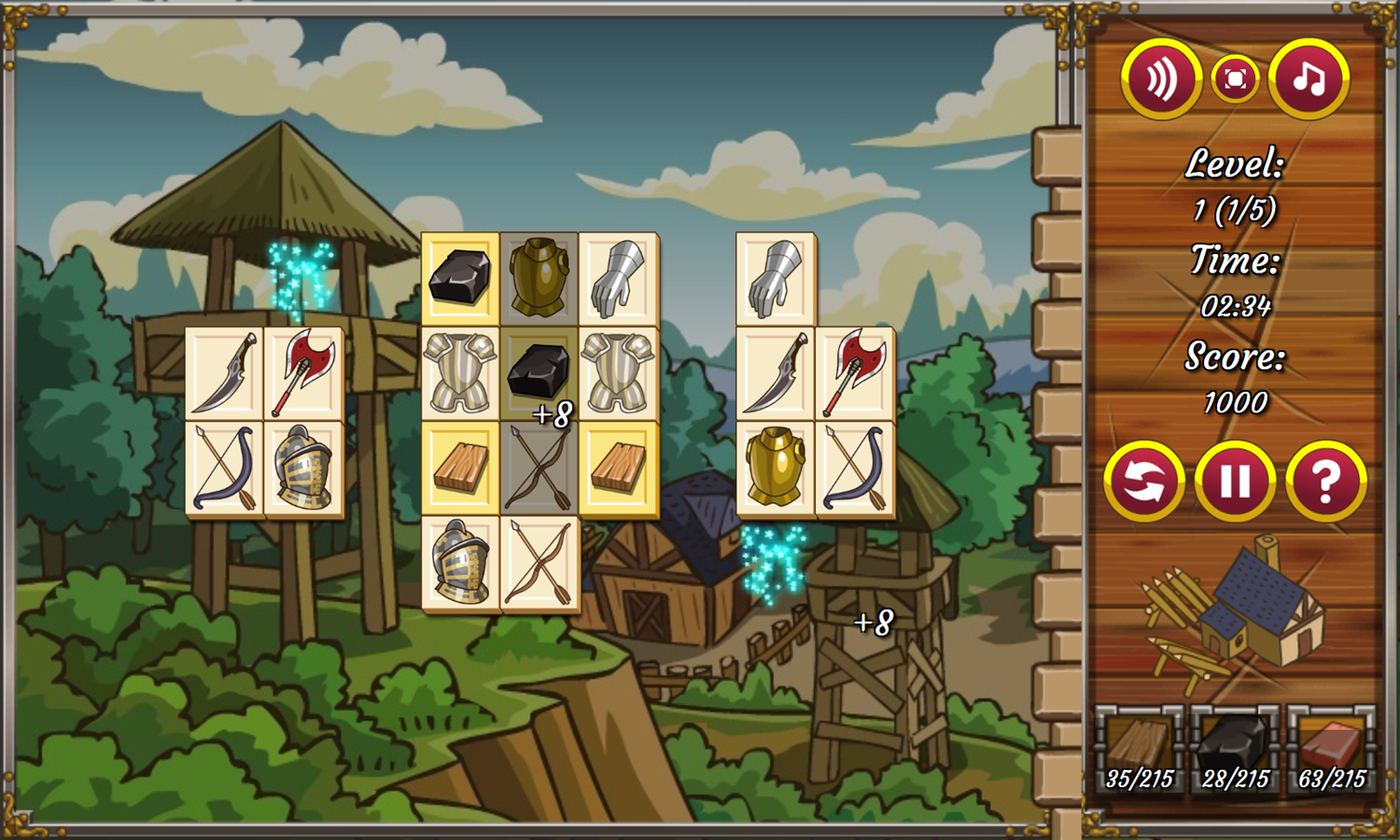 Castle Mahjong Game Level Play Screenshot.