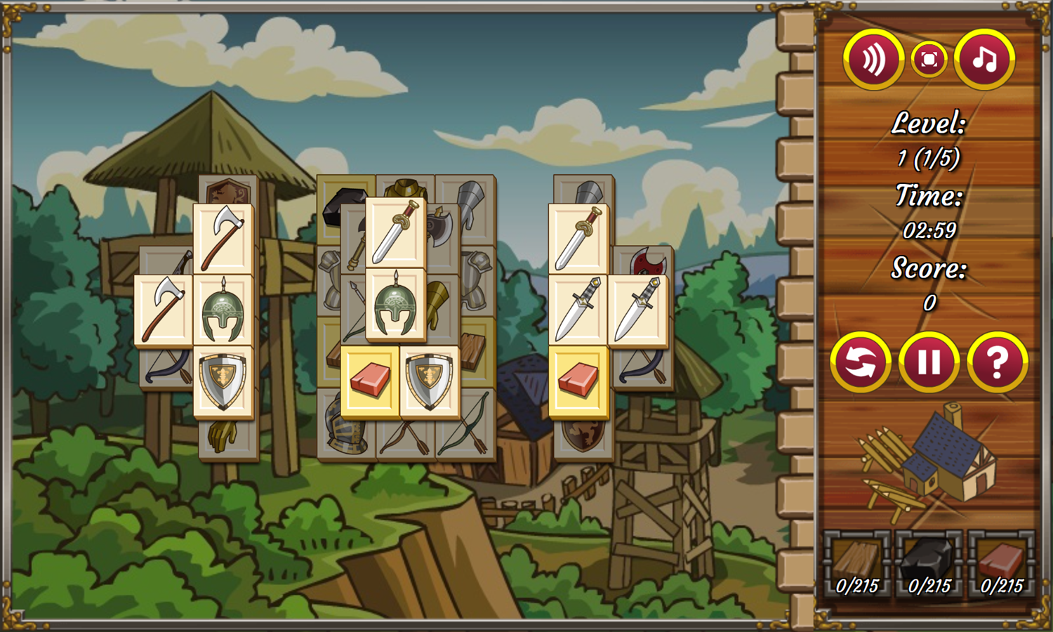 Castle Mahjong Game Level Start Screenshot.