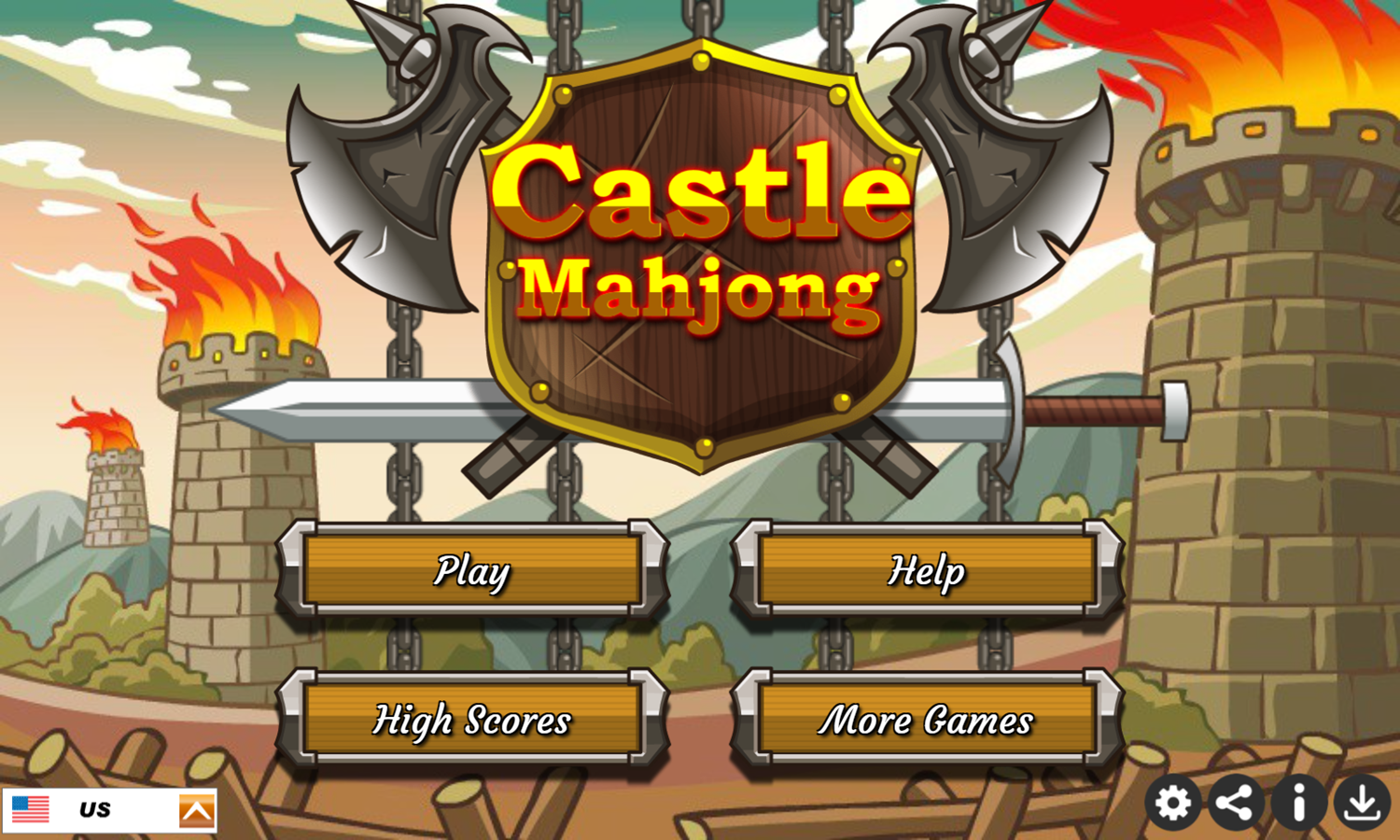 Castle Mahjong Game Welcome Screen Screenshot.