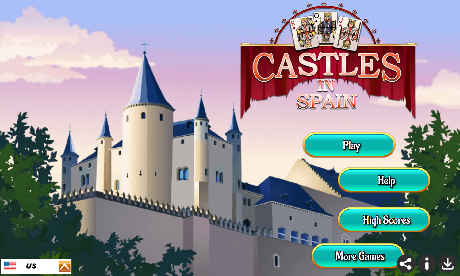 Castles in Spain Game Welcome Screen Screenshot.