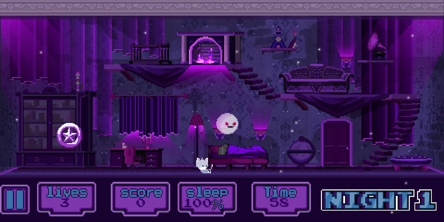 Cat and Ghosts Game Game Start Screenshot.