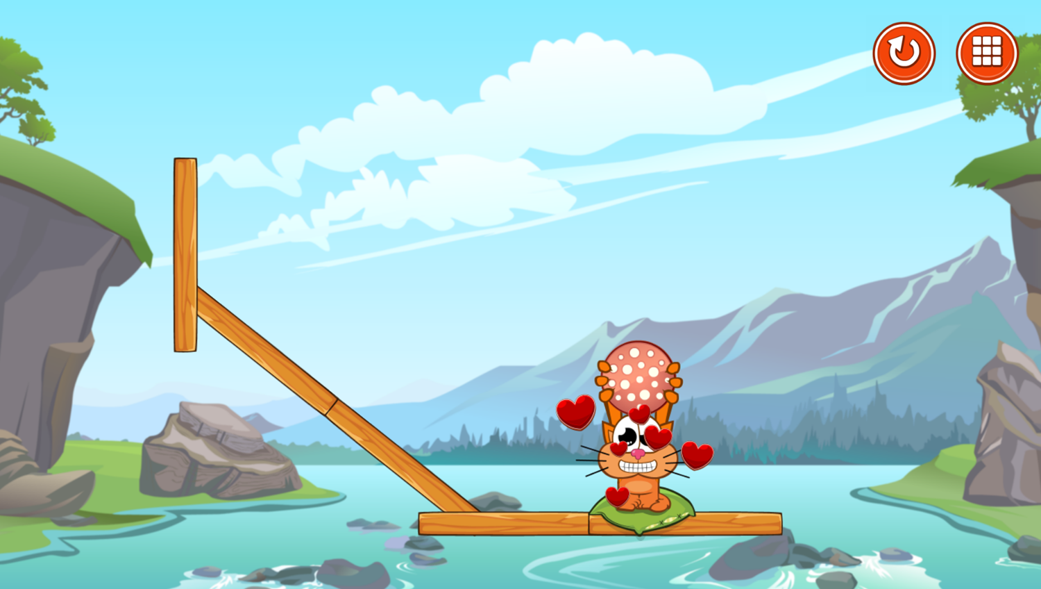 Cat Around the World Alpine Lakes Game Play Screenshot.