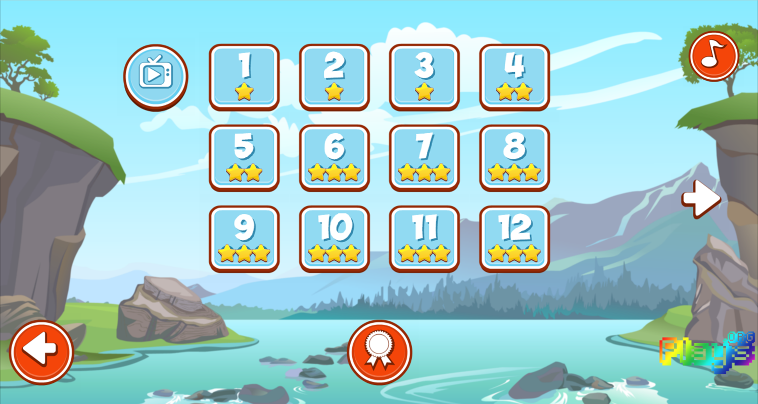 Cat Around the World Alpine Lakes Game Level Select Complete Screenshot.