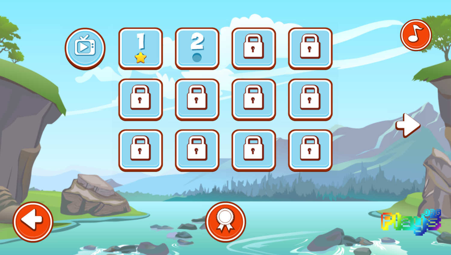 Cat Around the World Alpine Lakes Game Level Select Screenshot.