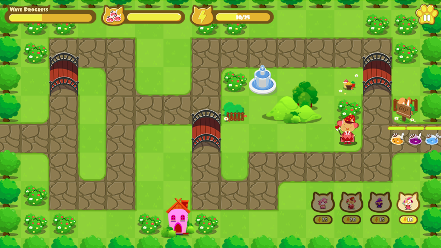 Cat Wizard Defense Game Screenshot.