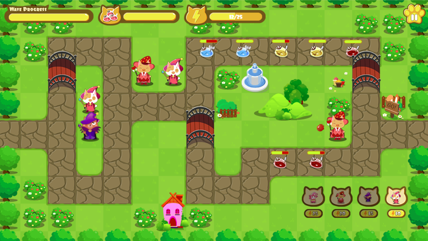 Cat Wizard Defense Gameplay Screenshot.