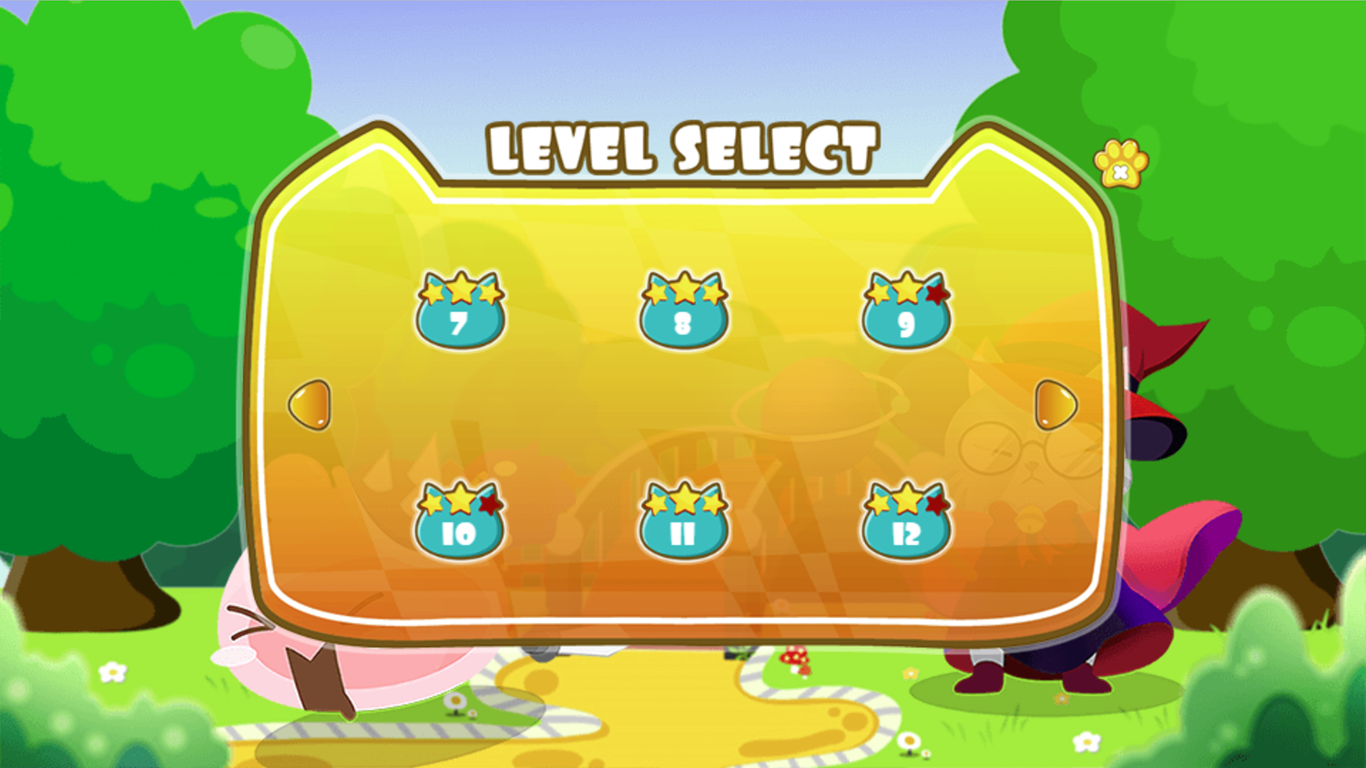 Cat Wizard Defense Game Water Level Select Screen Screenshot.