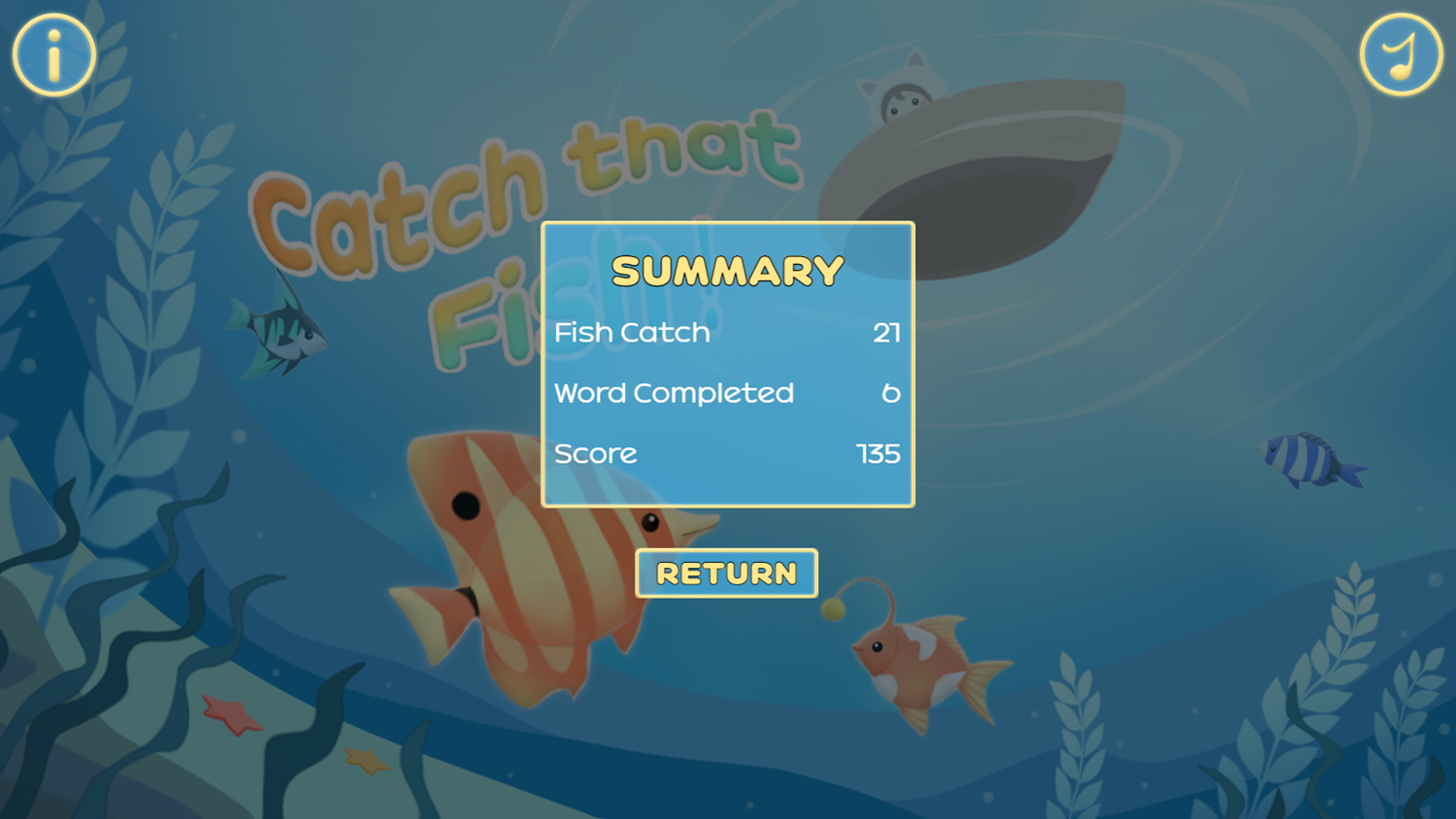 Catch That Fish Game Summary Screenshot.