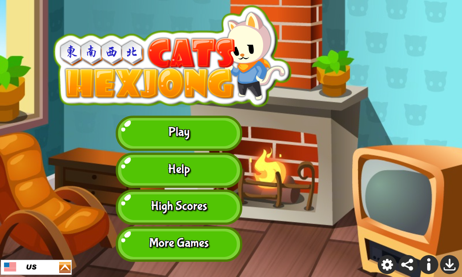 Cats Hexjong Game Welcome Screen Screenshot.