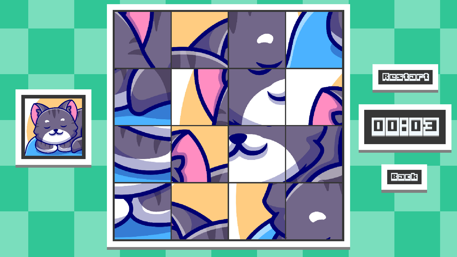 Cats Swap Game 4x4 Puzzle Screenshot.