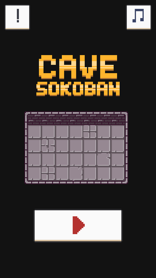 Cave Sokoban Welcome Screen Screenshot.