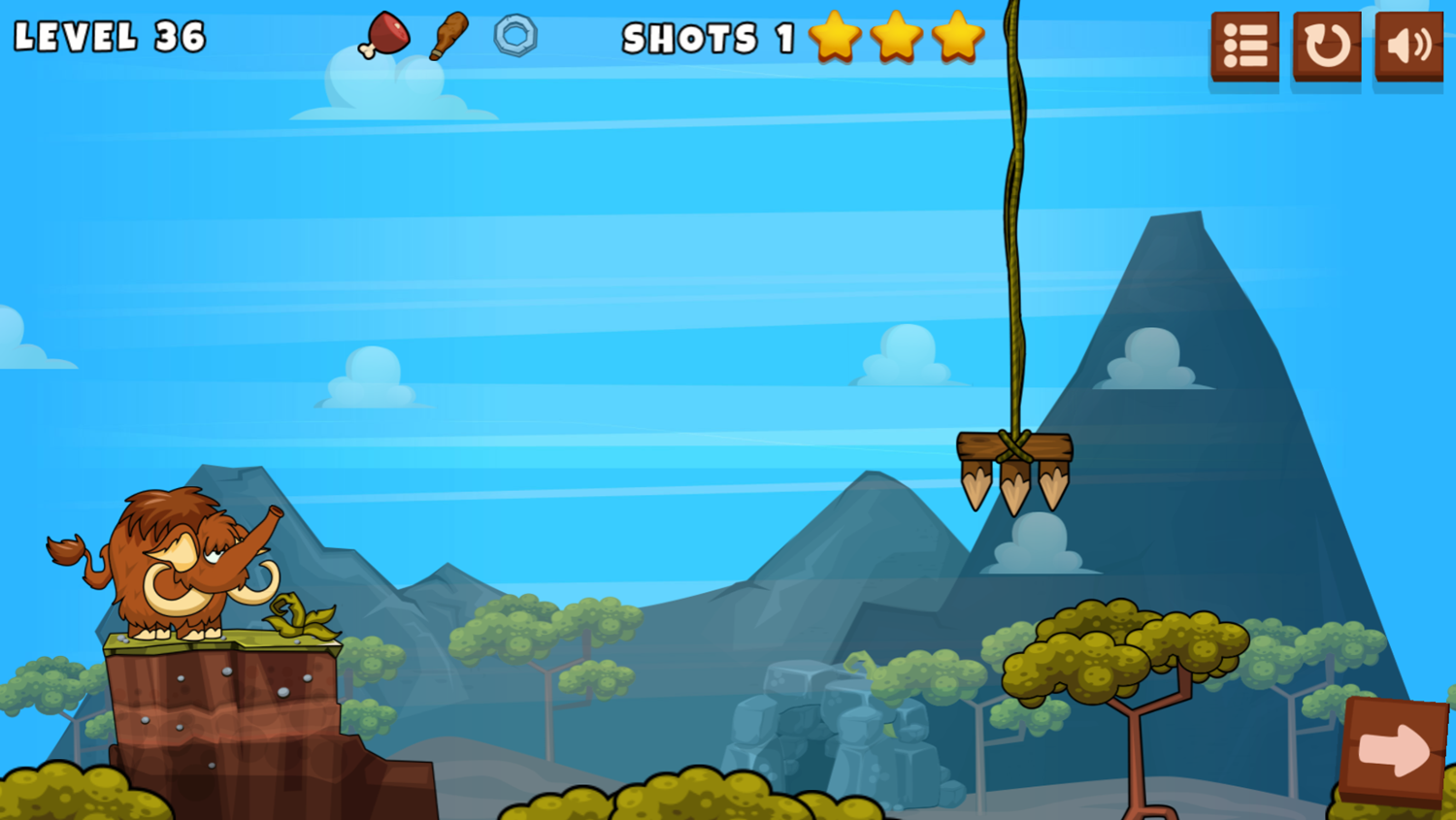 Caveman Island Game Final Level Screenshot.