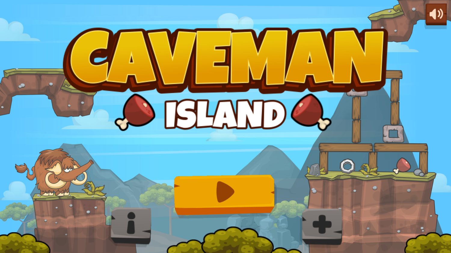 Caveman Island Game Welcome Screen Screenshot.