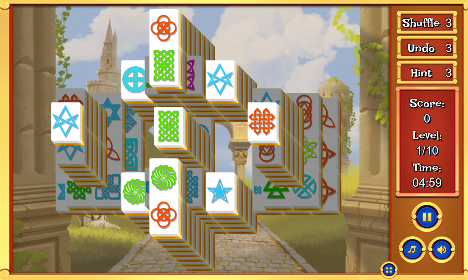 Celtic Mahjong Game Level Start Screenshot.