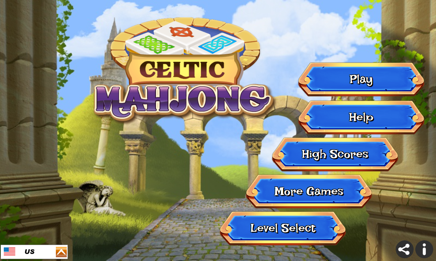 Celtic Mahjong Game Welcome Screen Screenshot.