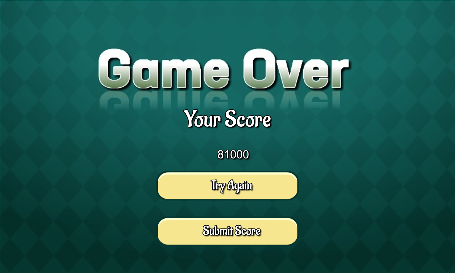 Challenge Freecell Game Over Screen Screenshot.