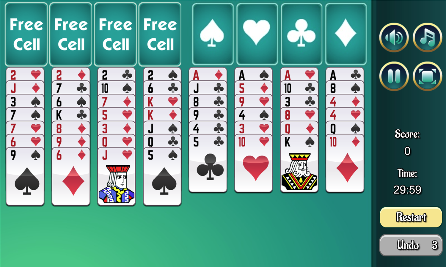 Challenge Freecell Game Screenshot.