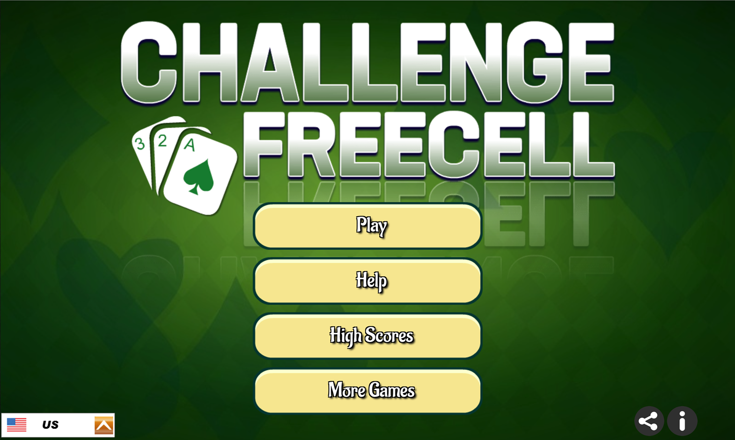 Challenge Freecell Game Welcome Screen Screenshot.