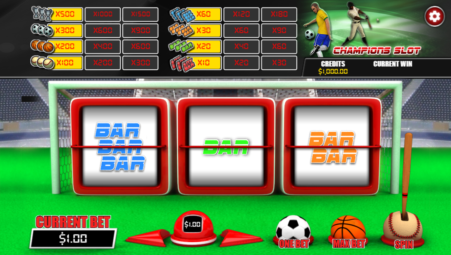 Champions Slot Game Start Screenshot.