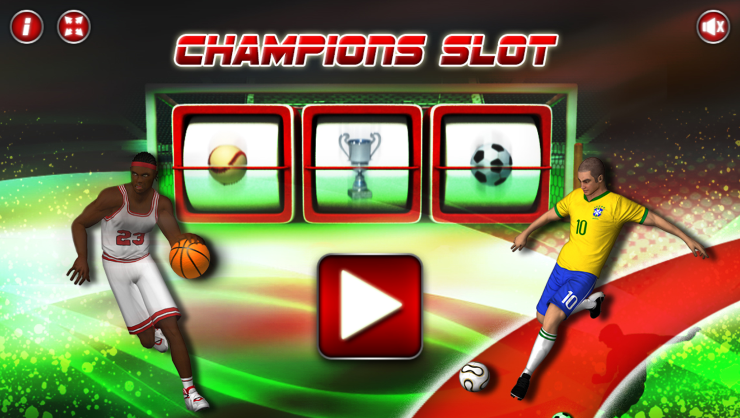 Champions Slot Game Welcome Screen Screenshot.