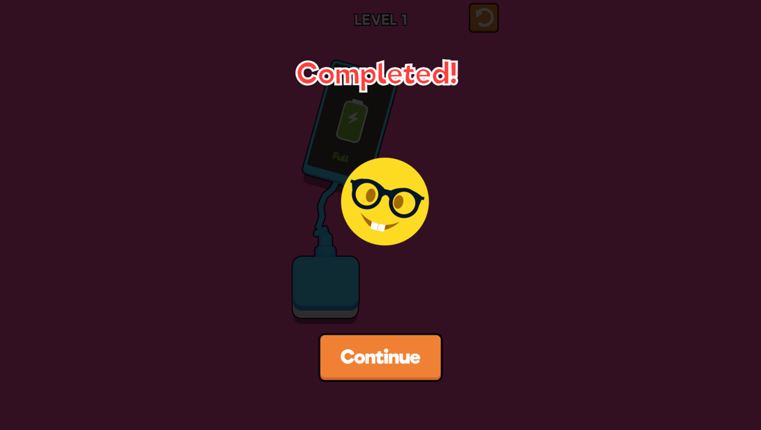 Charge It Game Level Completed Screenshot.