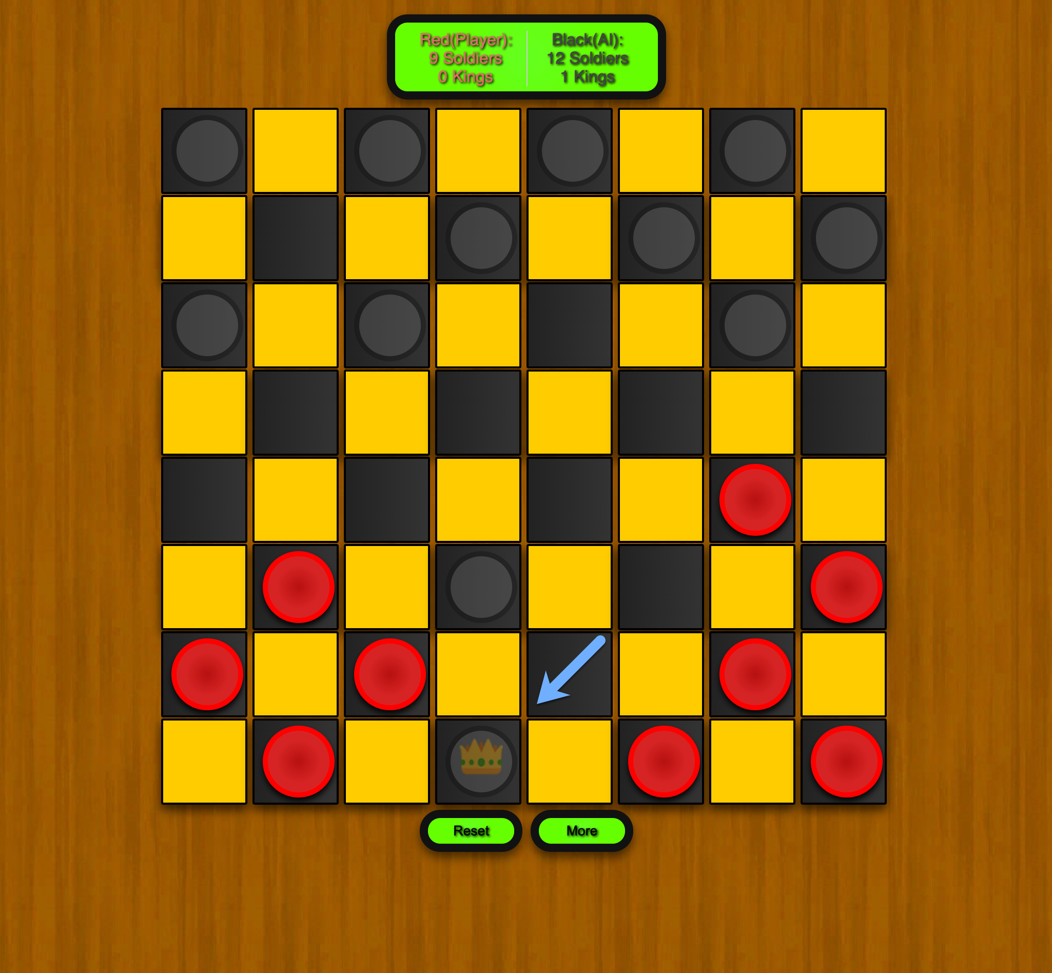 Free Checkers Game Online Black King Screen Screenshot.