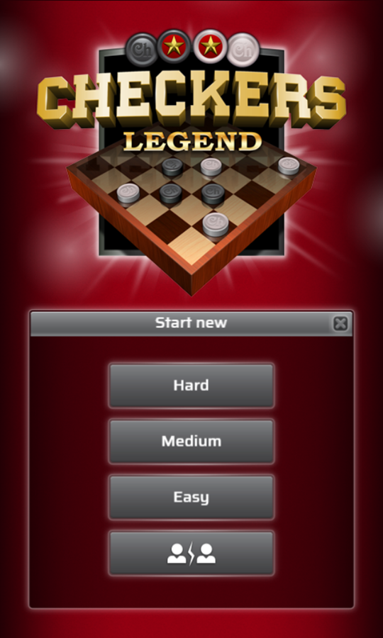 Checkers Legend Game Difficulty Settings Screenshot.