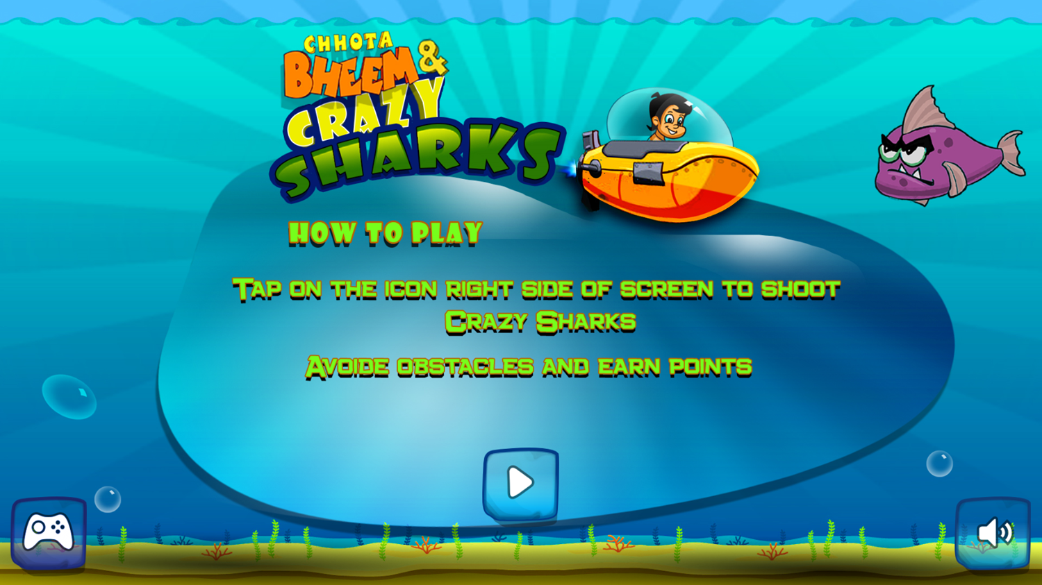 Chhota Bheem and Crazy Sharks Game How To Play Screenshot.