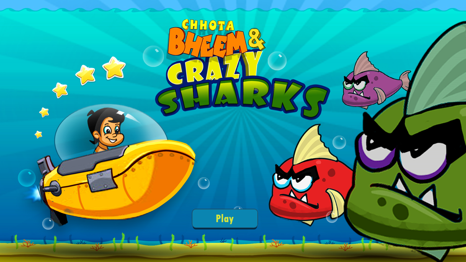 Chhota Bheem and Crazy Sharks Game Welcome Screen Screenshot.