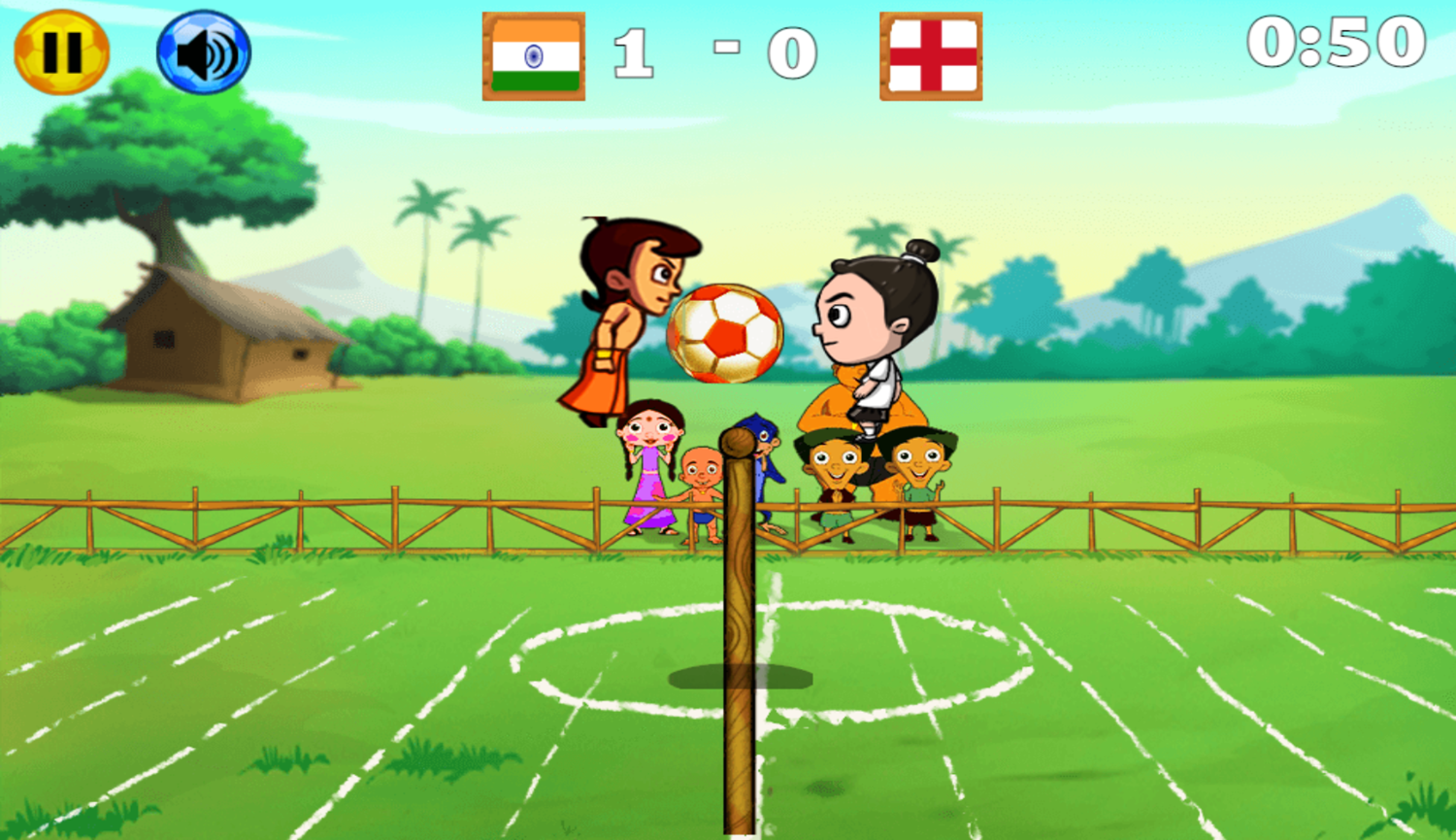 Chhota Bheem and Header Football Competition Game Play Screenshot.