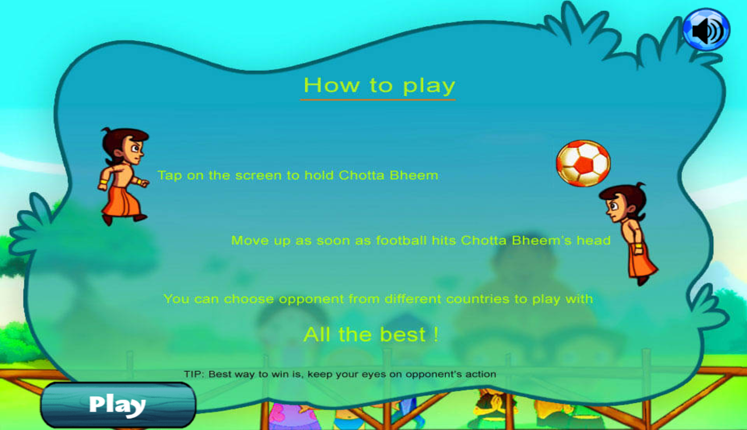 Chhota Bheem and Header Football Competition Game How To Play Screenshot.
