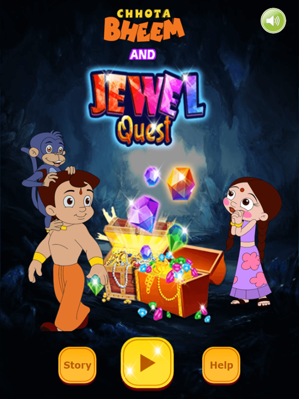 Chhota Bheem and Jewel Quest Game Welcome Screen Screenshot.