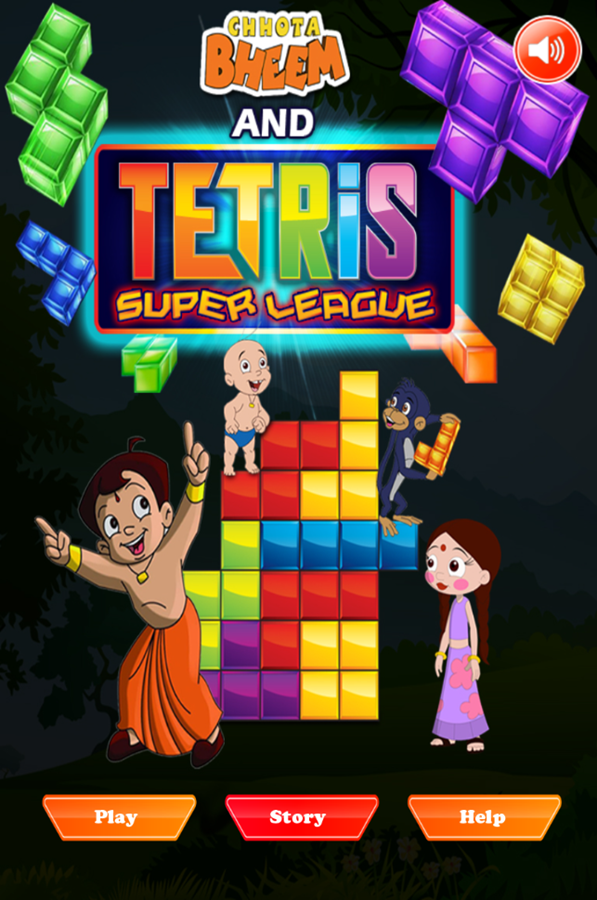 Chhota Bheem and Tetris Super League Game Welcome Screen Screenshot.