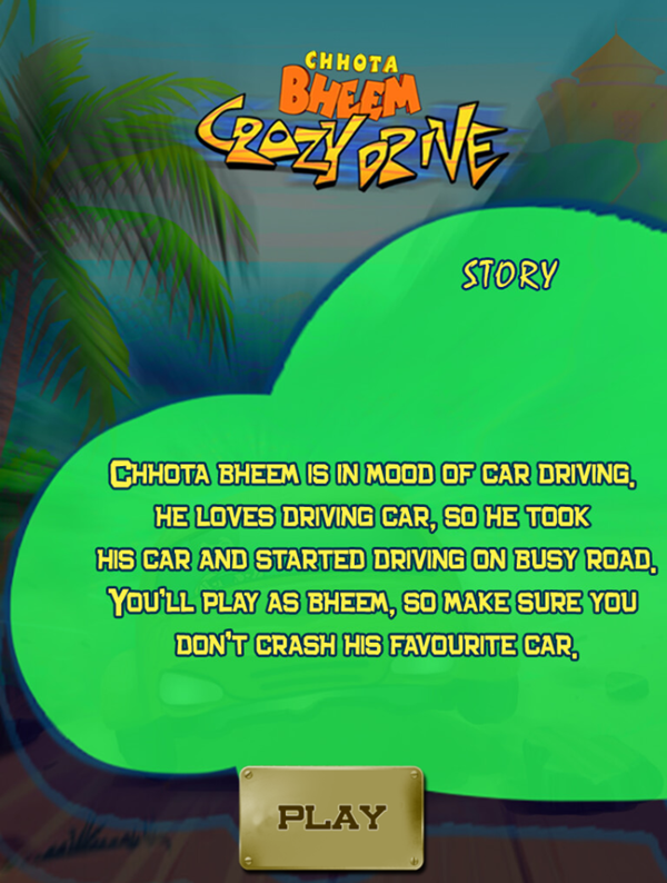 Chhota Bheem Crazy Drive Game Story Screenshot.