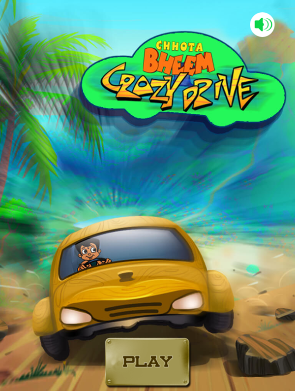 Chhota Bheem Crazy Drive Game Welcome Screen Screenshot.