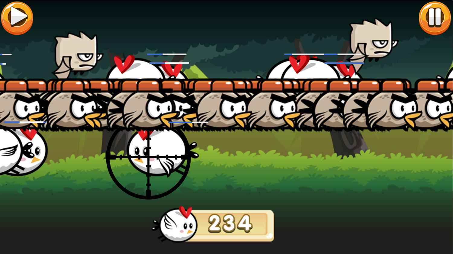 Chicken Shooter Game Horizontal Bird Line Screenshot.
