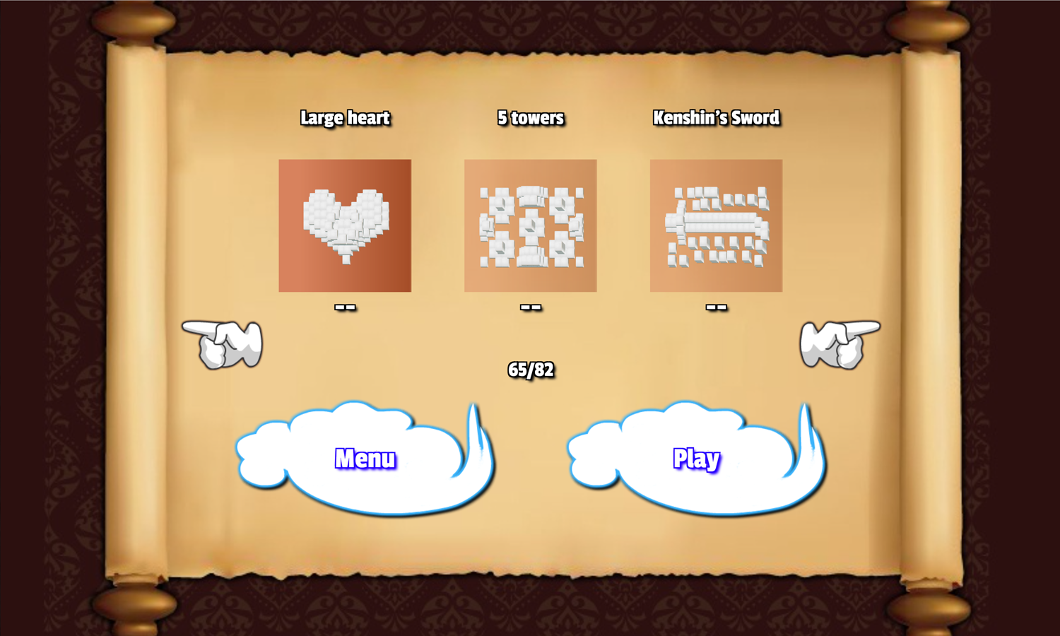 China Mahjong Game Level Select Screen Screenshot.