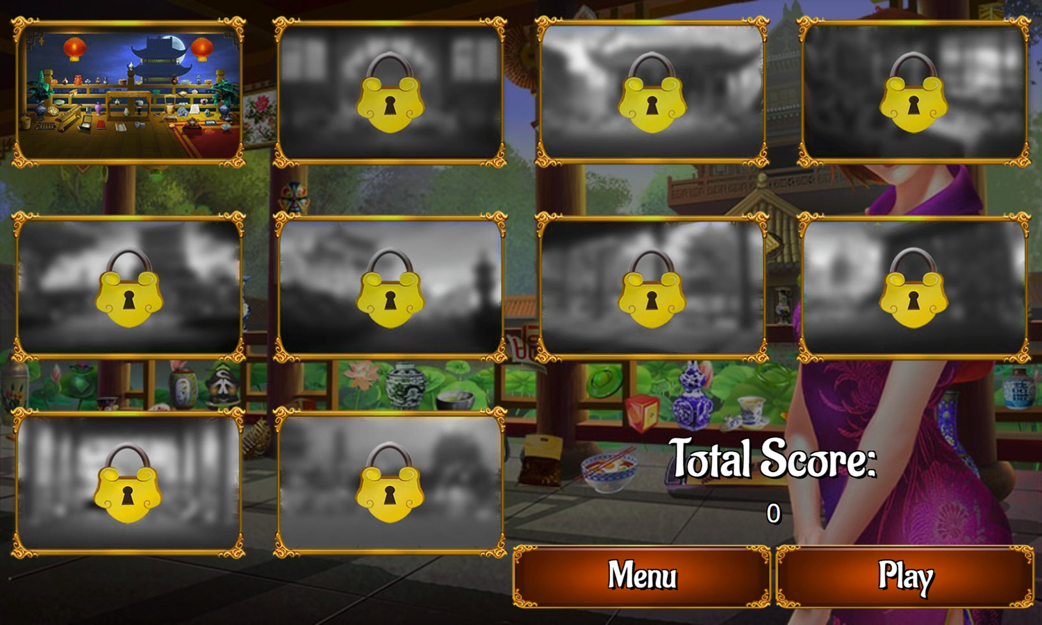 China Temple Game Level Select Screenshot.