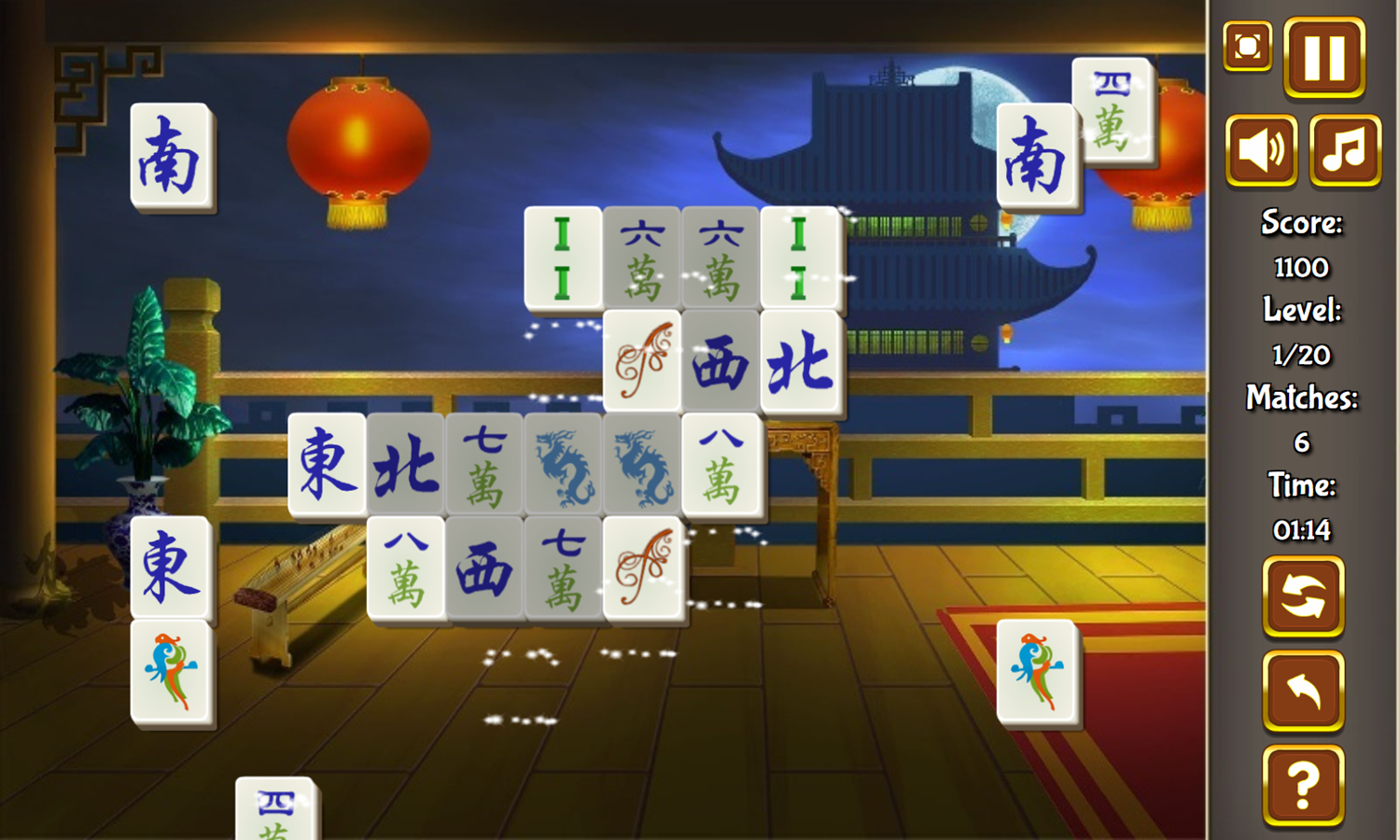China Temple Mahjong Game Play Screenshot.