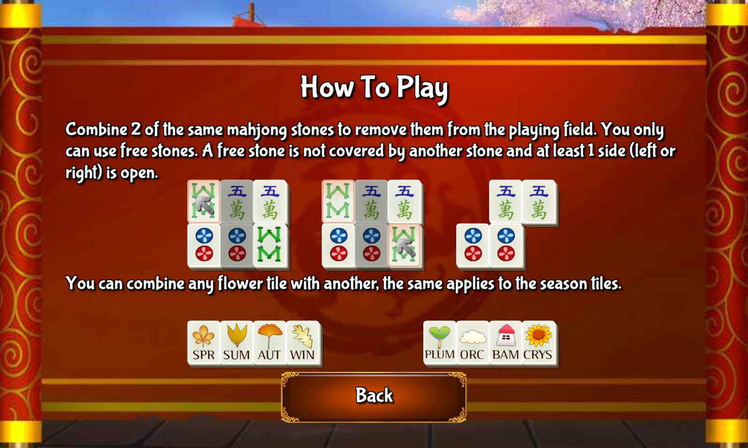 China Temple Mahjong Game How To Play Screenshot.