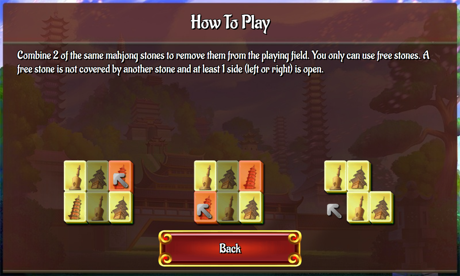 China Tower Mahjong Game How To Play Screenshot.
