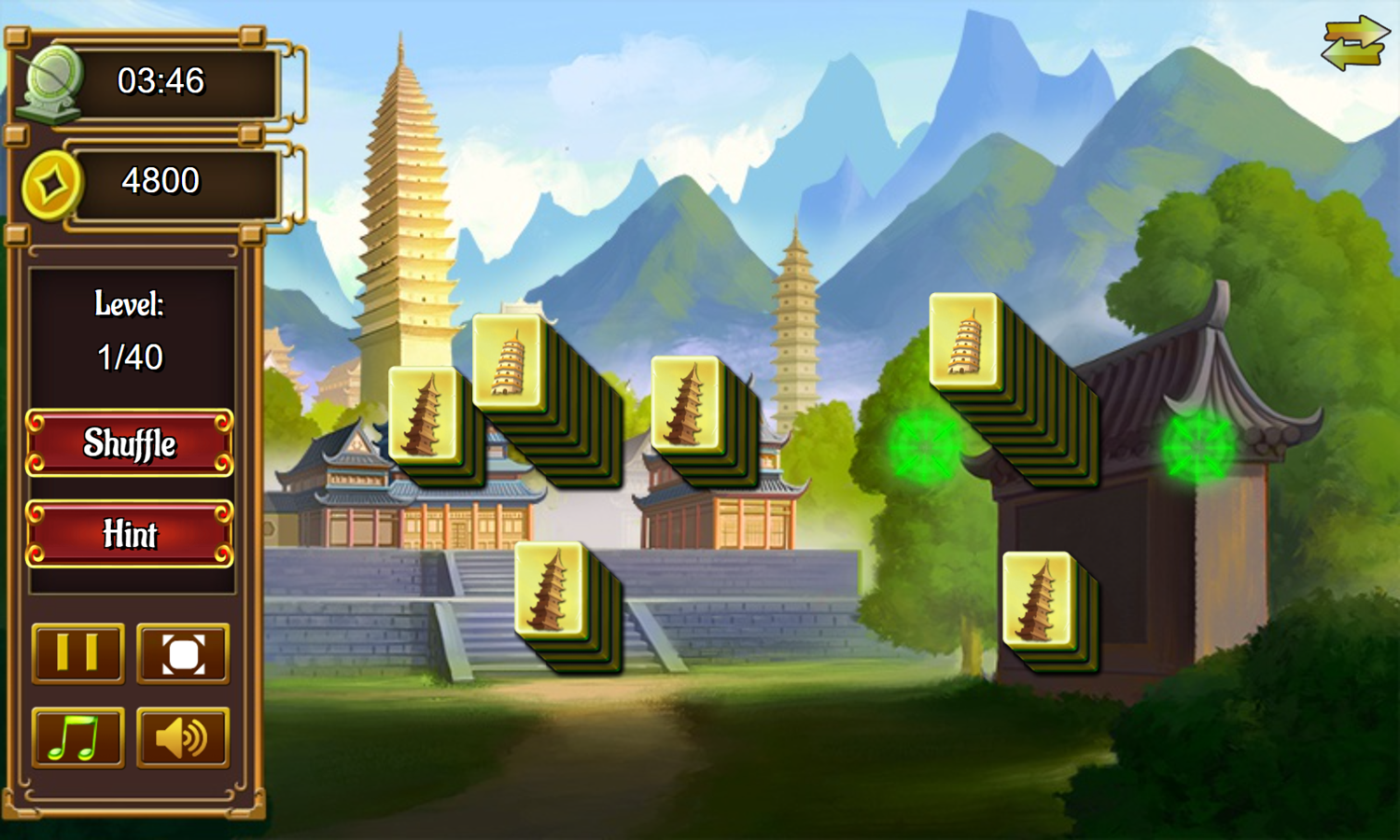 China Tower Mahjong Game Level Play Screenshot.