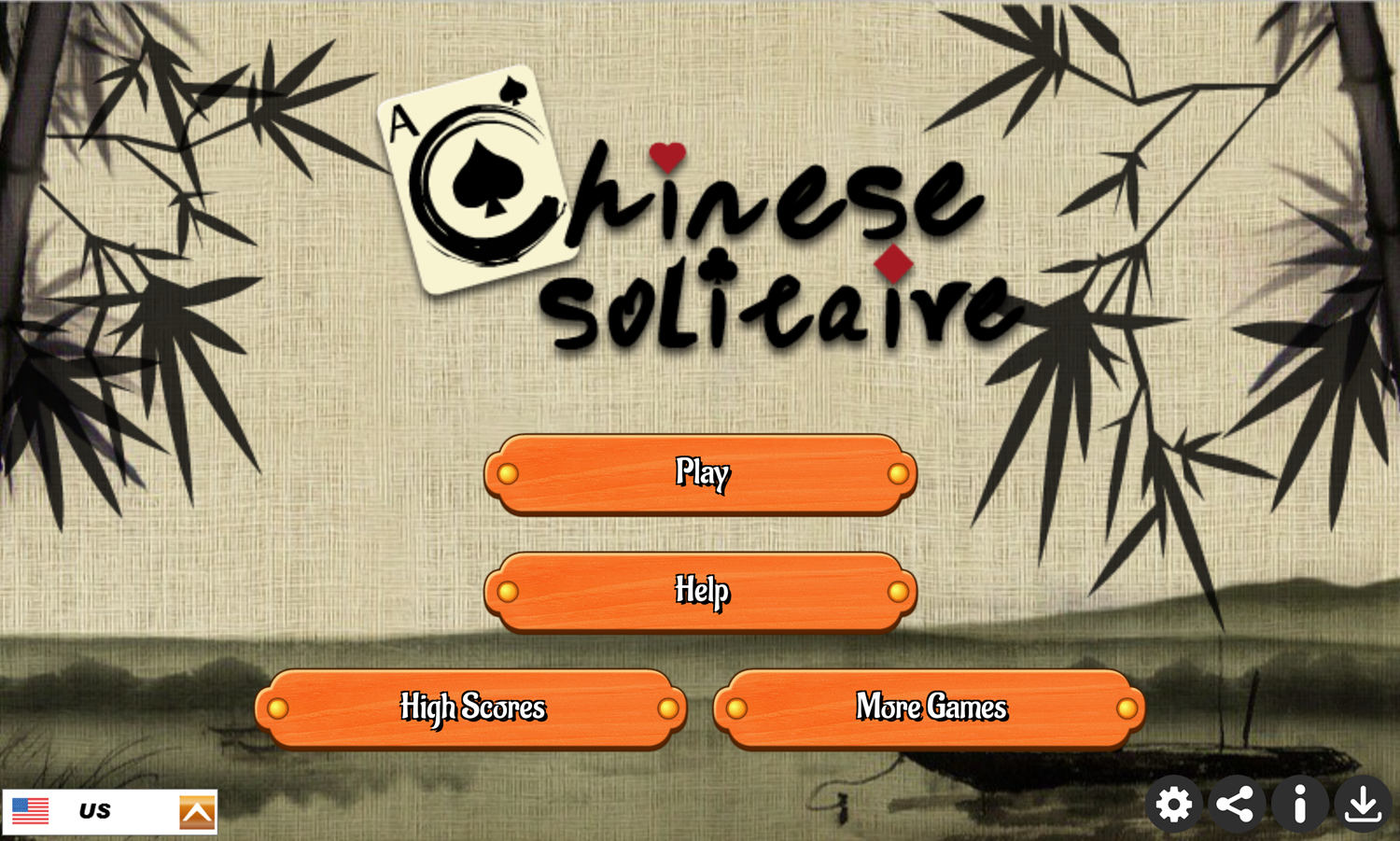 Chinese Solitaire Game Welcome Screen Screenshot.