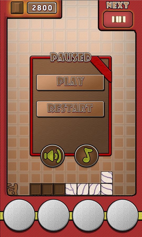 Choco Blocks Game Paused Screen Screenshot.