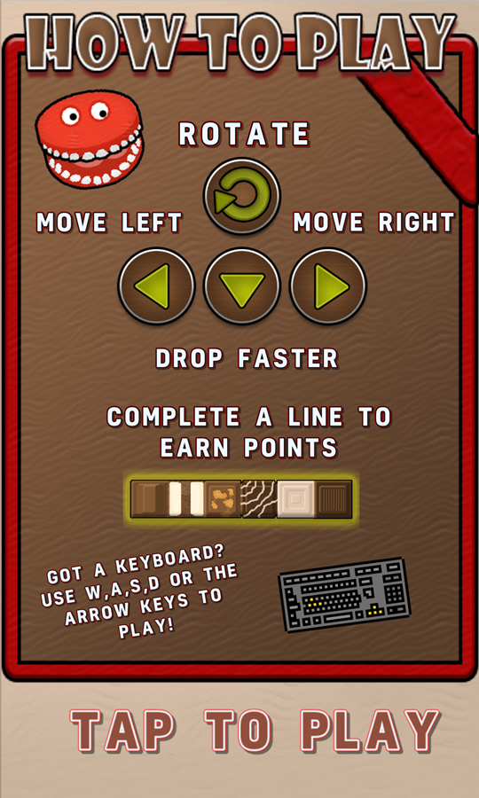 Choco Blocks Game How to Play Screen Screenshot.