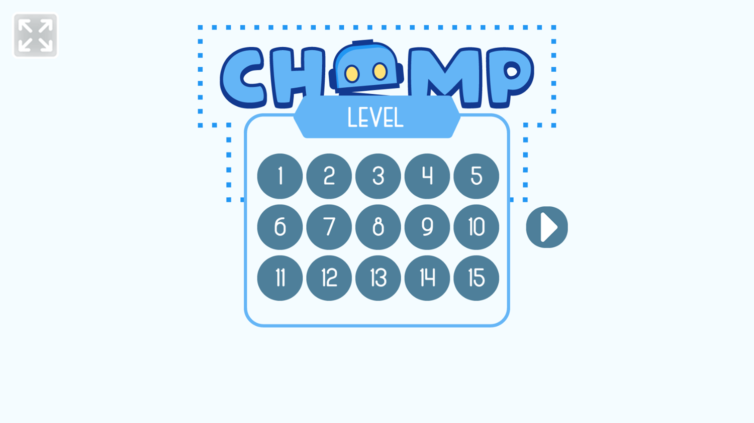 Chomp Chase Game Level Select Screenshot.