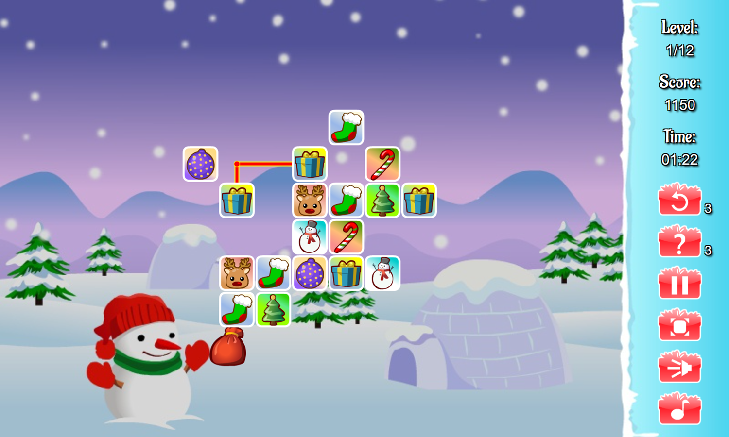 Christmas Connect Game Level Play Screenshot.