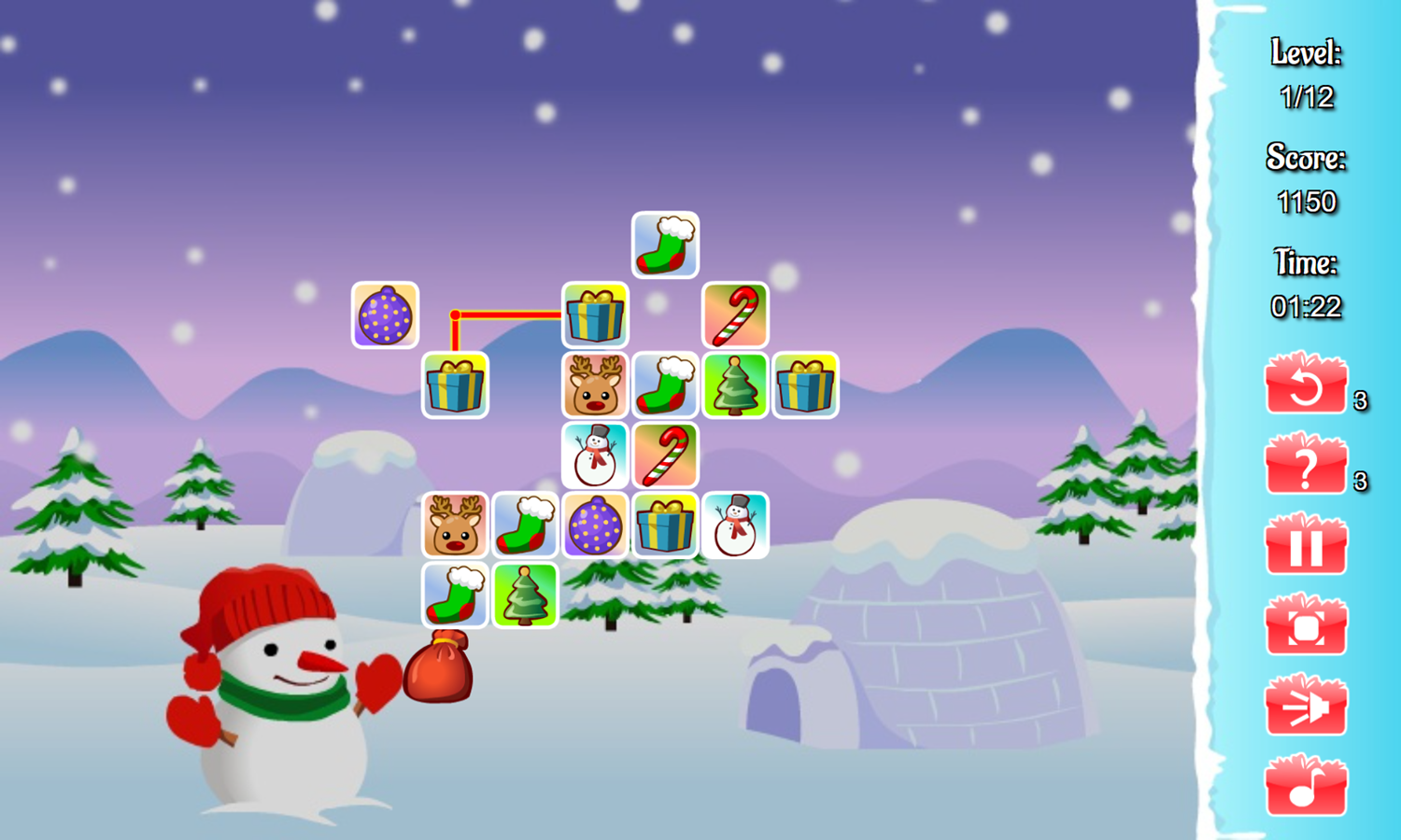 🕹️ Play Christmas Connect Game: Free Online Christmas Mahjong Connect 